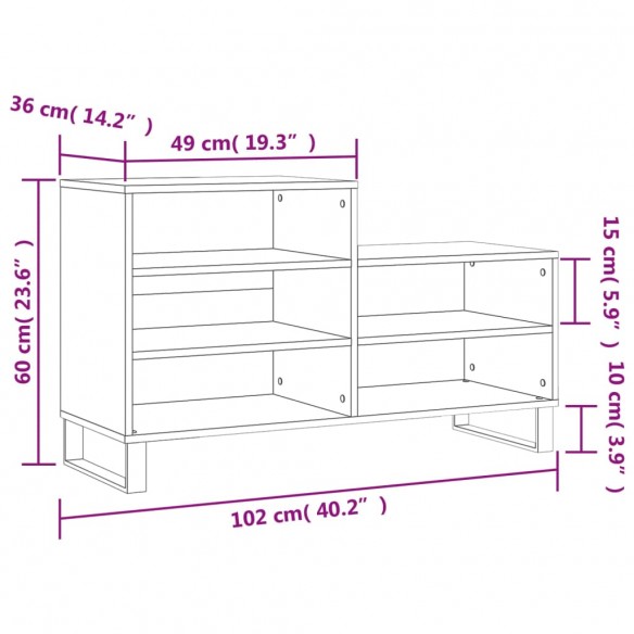 Armoire à chaussure Blanc brillant 102x36x60 cm Bois ingénierie