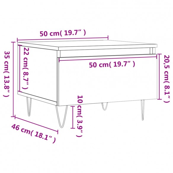 Table basse chêne sonoma 50x46x35 cm bois d'ingénierie