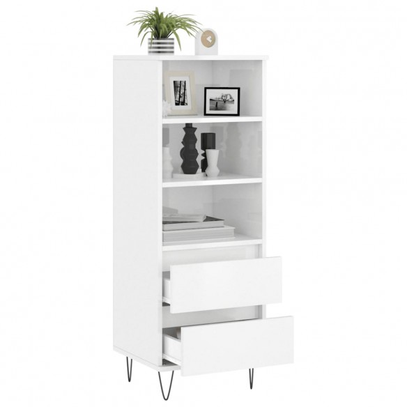 Buffet haut Blanc brillant 40x36x110 cm Bois d'ingénierie