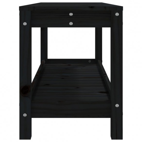 Banc de jardin noir 108x35x45 cm bois massif de pin