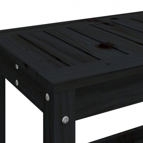 Banc de jardin noir 108x35x45 cm bois massif de pin