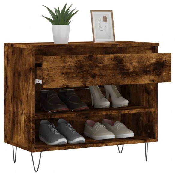 Armoire à chaussures Chêne fumé 70x36x60 cm Bois d'ingénierie