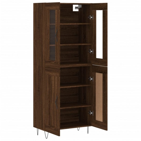 Buffet haut Chêne marron 69,5x34x180 cm Bois d'ingénierie