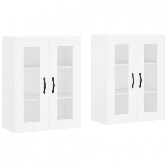 Armoires murales 2 pcs blanc bois d'ingénierie