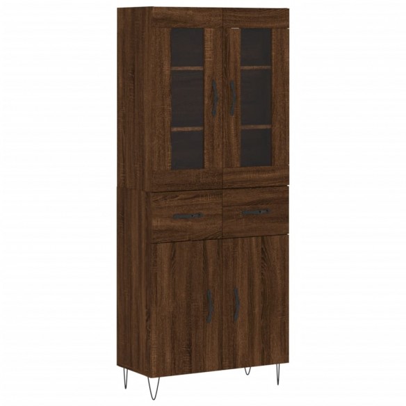 Buffet haut Chêne marron 69,5x34x180 cm Bois d'ingénierie