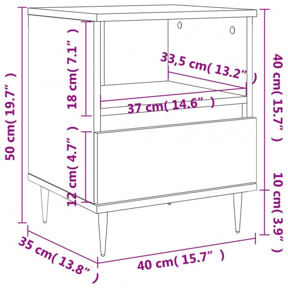 Table de chevet chêne sonoma 40x35x50 cm bois d’ingénierie