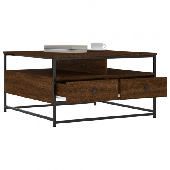 Table basse chêne marron 80x80x45 cm bois d'ingénierie