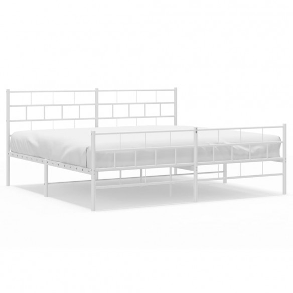 Cadre de lit métal avec tête de lit/pied de lit blanc 193x203cm