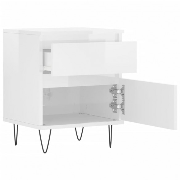 Tables de chevet 2 pcs blanc brillant 40x35x50 cm