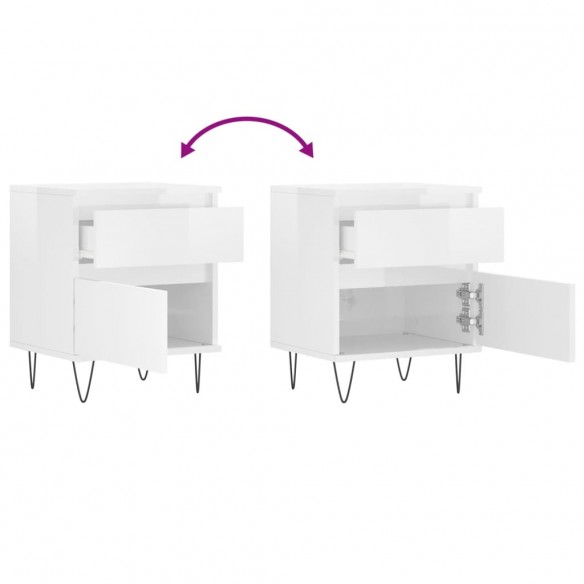 Tables de chevet 2 pcs blanc brillant 40x35x50 cm