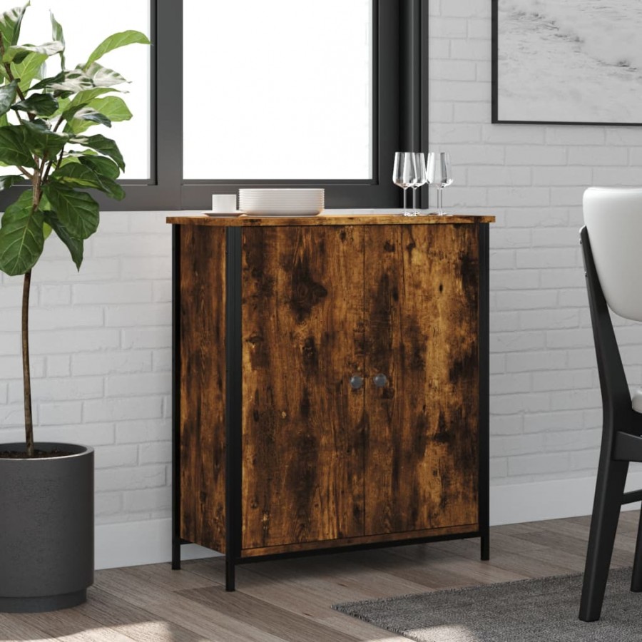 Buffet chêne fumé 70x30x80 cm bois d'ingénierie