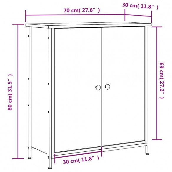 Buffet chêne fumé 70x30x80 cm bois d'ingénierie