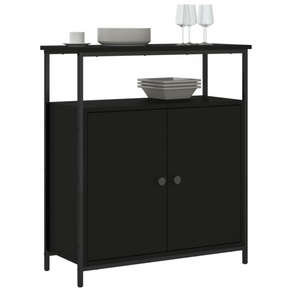 Buffet noir 70x30x80 cm bois d'ingénierie