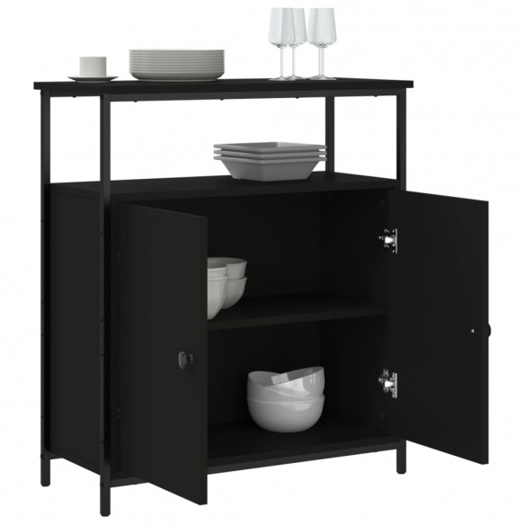 Buffet noir 70x30x80 cm bois d'ingénierie