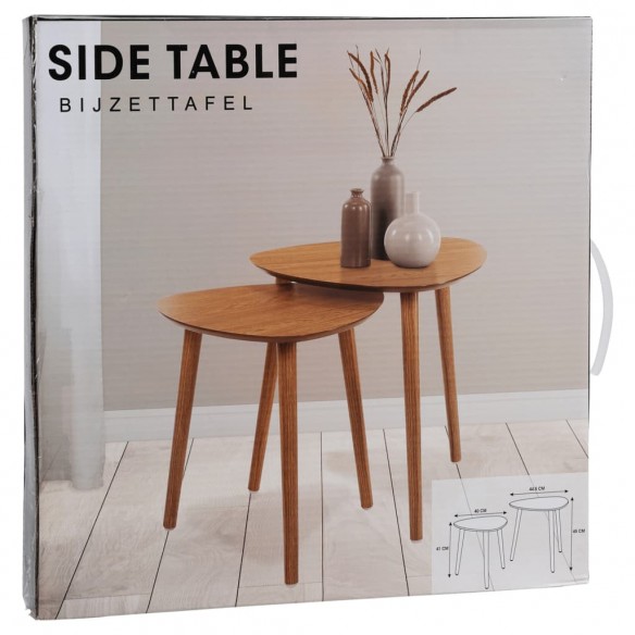 Home&Styling Ensemble de 2 tables d'appoint naturel