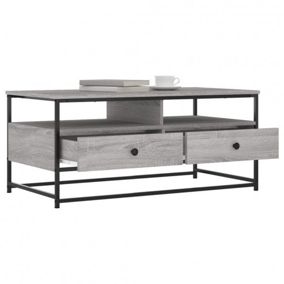 Table basse sonoma gris 100x51x45 cm bois d'ingénierie