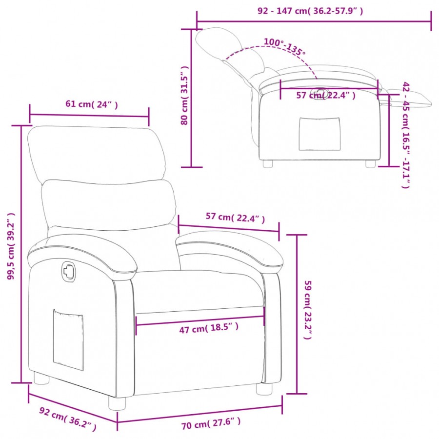 Fauteuil inclinable Noir Tissu Fauteuil inclinable Noir Tissu