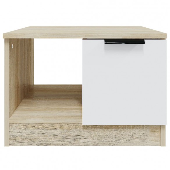 Table basse Blanc et chêne sonoma 50x50x36 cm Bois d'ingénierie