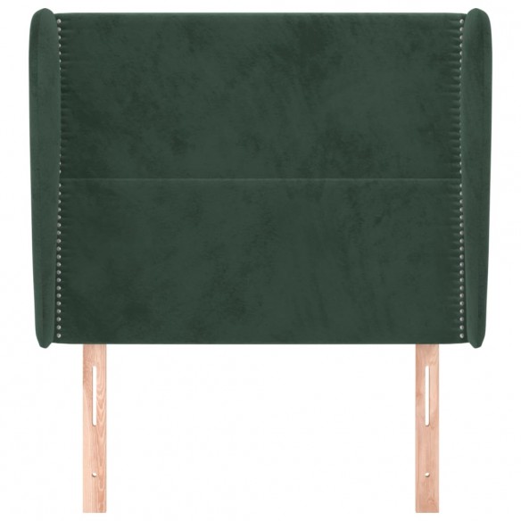 Tête de lit avec oreilles Vert foncé 83x23x118/128 cm Velours