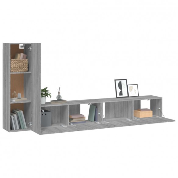 Ensemble de meubles TV 3 pcs Sonoma gris Bois d'ingénierie