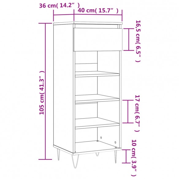 Armoire à chaussures Blanc 40x36x105 cm Bois d'ingénierie