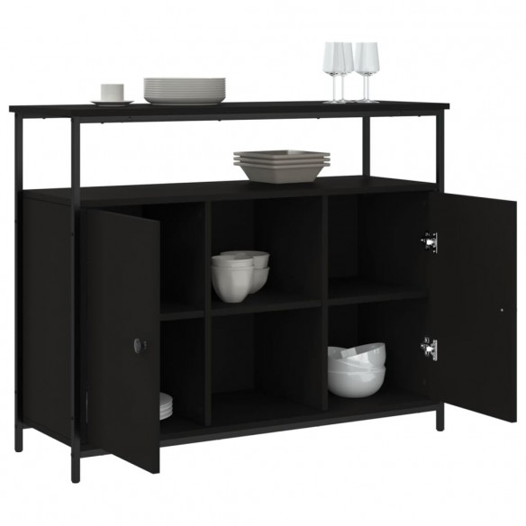 Buffet noir 100x35x80 cm bois d'ingénierie