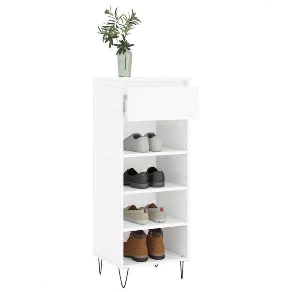 Armoire à chaussures Blanc brillant 40x36x105cm Bois ingénierie