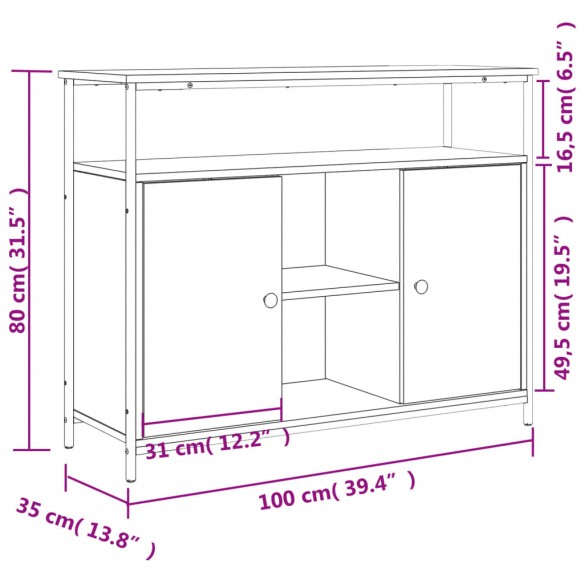 Buffet chêne marron 100x35x80 cm bois d'ingénierie