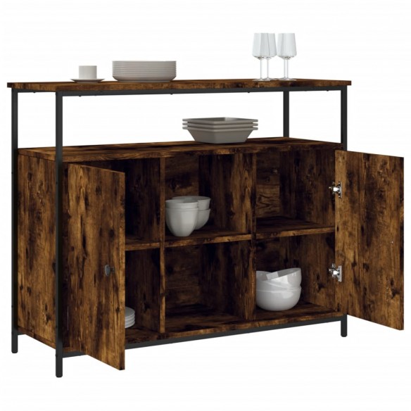 Buffet chêne fumé 100x35x80 cm bois d'ingénierie