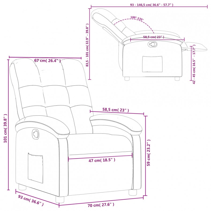 Fauteuil inclinable Taupe Tissu Fauteuil inclinable Taupe Tissu