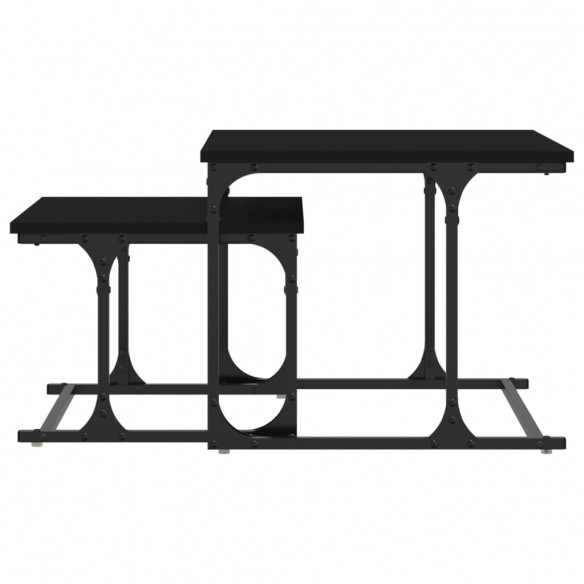 Table basse gigogne 2 pcs noir bois d'ingénierie