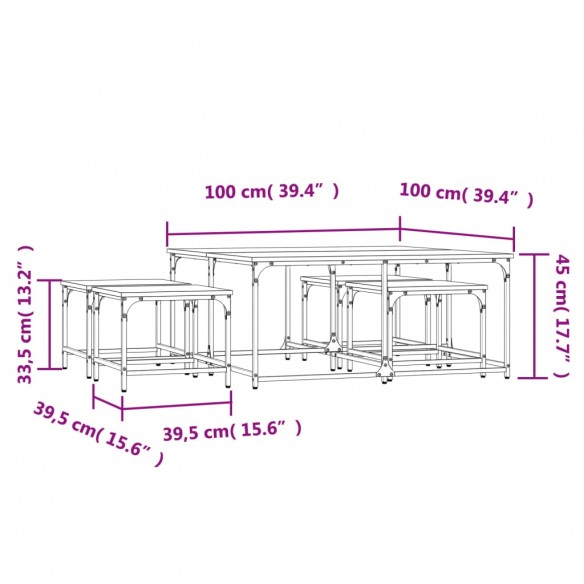 Tables basses gigognes 5 pcs sonoma gris bois d'ingénierie