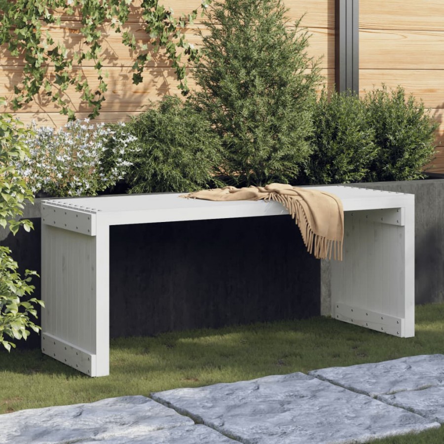 Banc de jardin extensible blanc 212,5x40,5x45cm bois massif pin