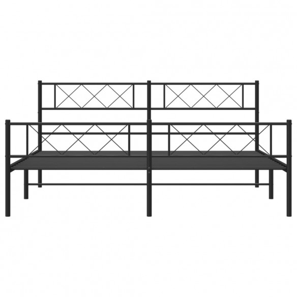 Cadre de lit métal avec tête de lit/pied de lit noir 193x203 cm