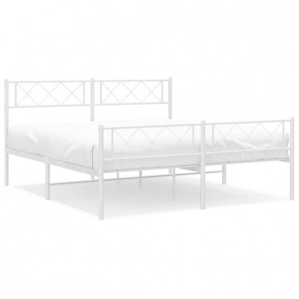 Cadre de lit métal avec tête de lit/pied de lit blanc 120x190cm