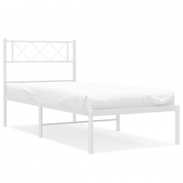 Cadre de lit métal avec tête de lit blanc 80x200 cm