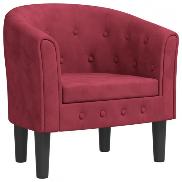 Fauteuil cabriolet rouge bordeaux velours