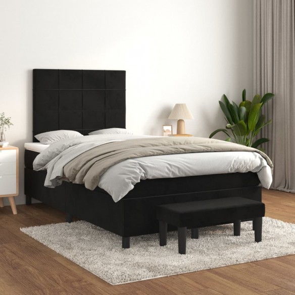 Cadre de lit avec matelas Noir 120x200 cm Velours