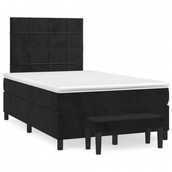 Cadre de lit avec matelas Noir 120x200 cm Velours