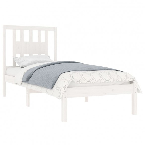 Cadre de lit Blanc Bois massif 90x190 cm Simple