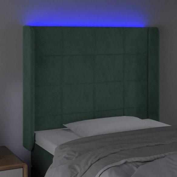 Tête de lit à LED Vert foncé 83x16x118/128 cm Velours