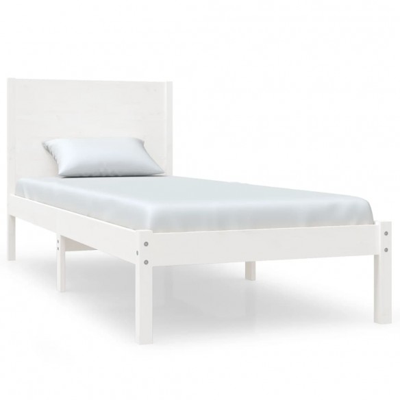 Cadre de lit Blanc Bois massif 90x190 cm Simple