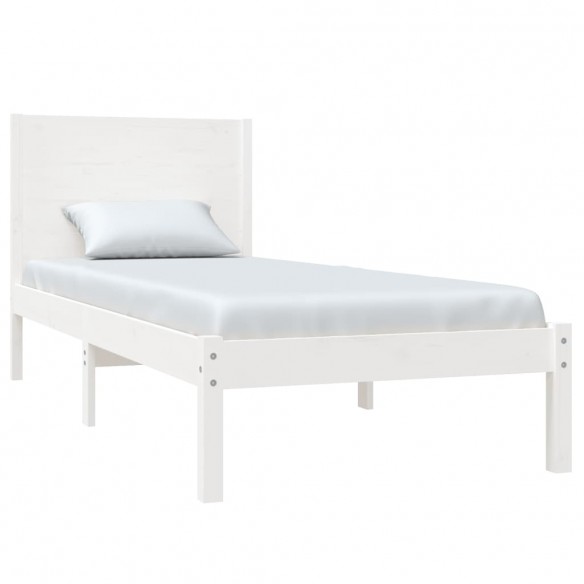 Cadre de lit Blanc Bois massif 90x190 cm Simple