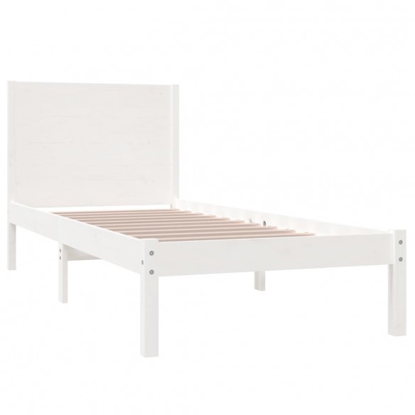 Cadre de lit Blanc Bois massif 90x190 cm Simple