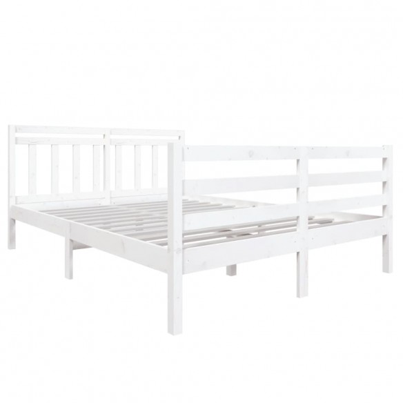 Cadre de lit Blanc Bois massif 135x190 cm Double