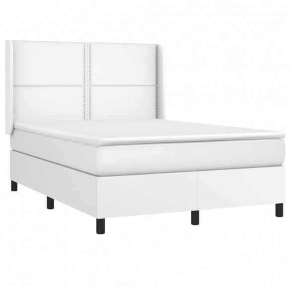 Cadre de lit matelas LED Blanc 140x190 cm Similicuir