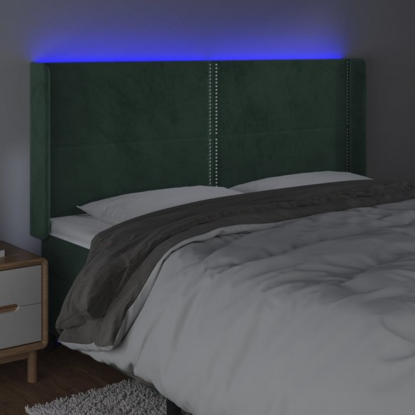 Tête de lit à LED Vert foncé 203x16x118/128 cm Velours