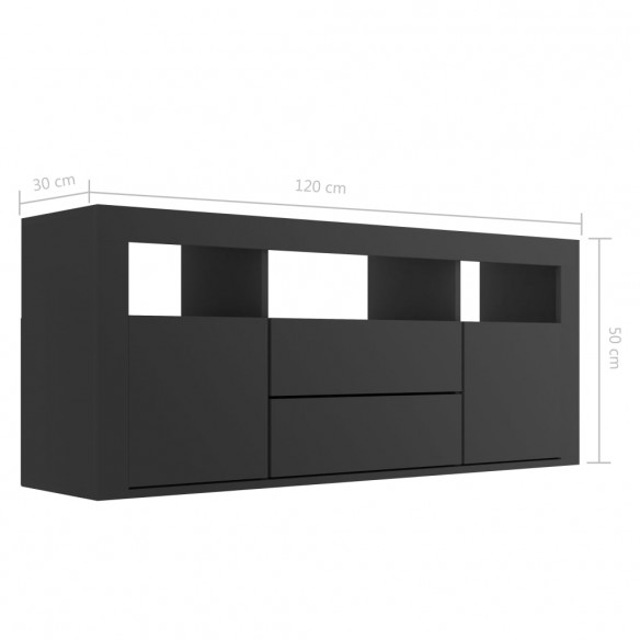 Meuble TV Noir 120x30x50 cm Aggloméré