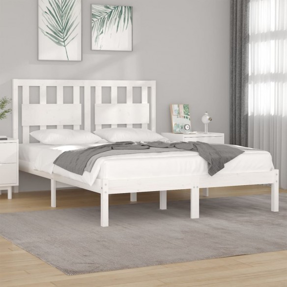 Cadre de lit Blanc Bois de pin massif 135x190 cm Double