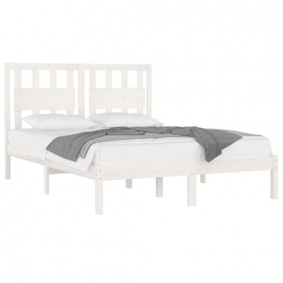 Cadre de lit Blanc Bois de pin massif 135x190 cm Double